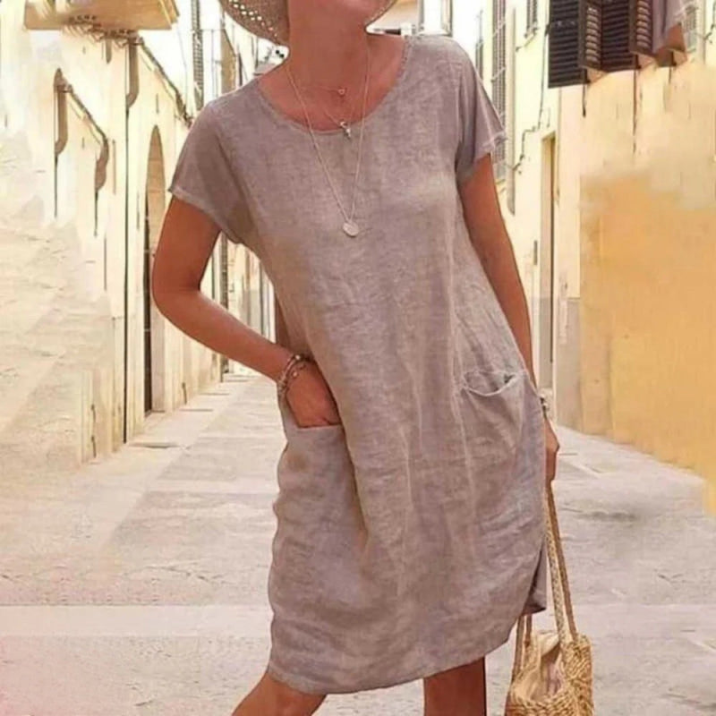 Atmungsaktives Kurzärmeliges Sommerkleid Für Frauen | Mini