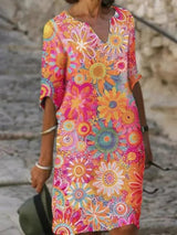 Florales V-ausschnitt Sommerkleid Für Frauen | Midi