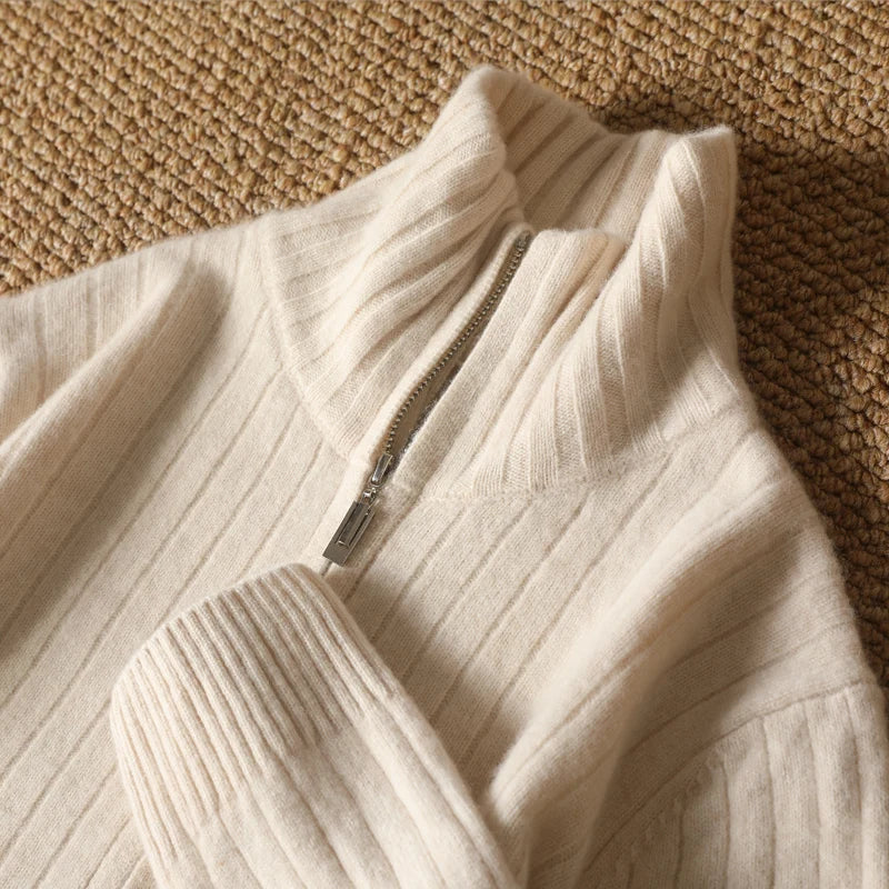 Modischer Winter Kaschmirpullover Für Herren | Mit Reißverschluss