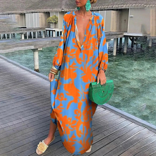 Bohemian V-ausschnitt Oversize Kleid Für Frauen | Maxi