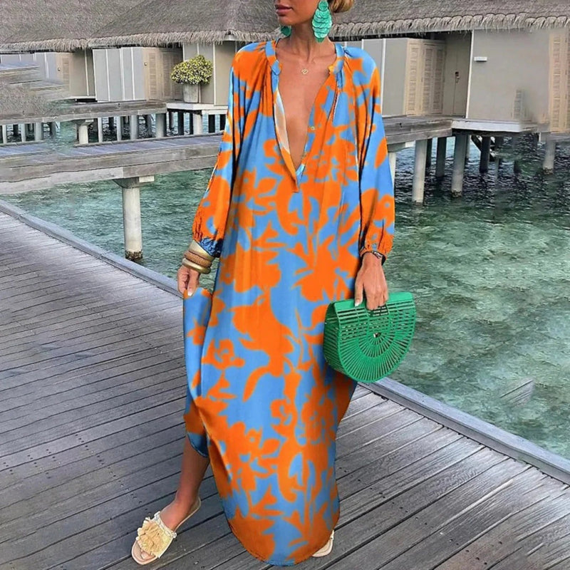 Bohemian V-ausschnitt Oversize Kleid Für Frauen | Maxi