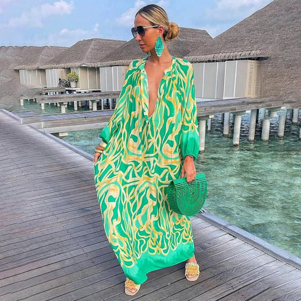 Bohemian V-ausschnitt Oversize Kleid Für Frauen | Maxi