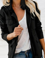 Lässige Stehkragen Übergangsjacke Für Damen | Mit Taschen