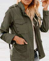 Lässige Stehkragen Übergangsjacke Für Damen | Mit Taschen
