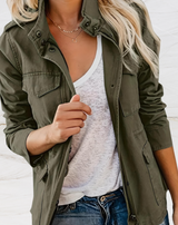 Lässige Stehkragen Übergangsjacke Für Damen | Mit Taschen