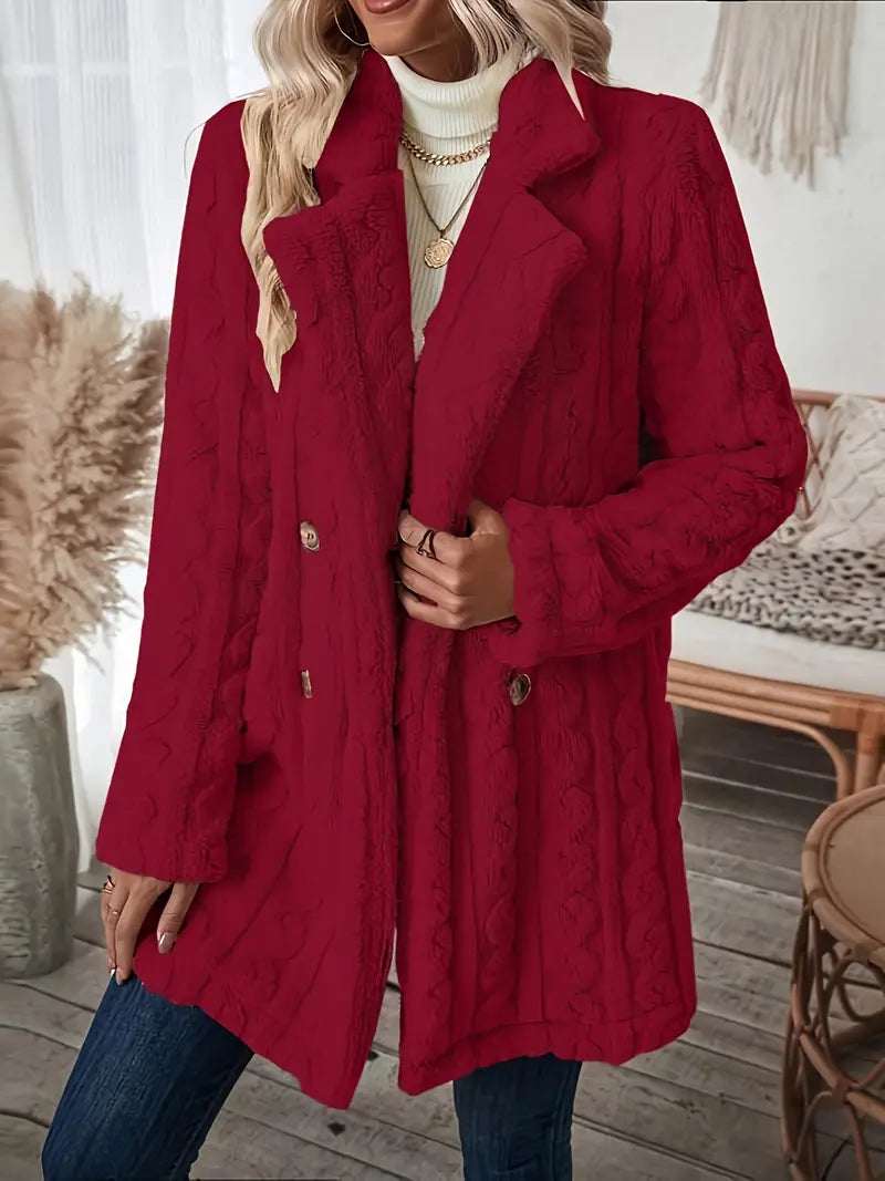 Klassischer Langer Strickmantel Mit Revers Für Damen | Winter