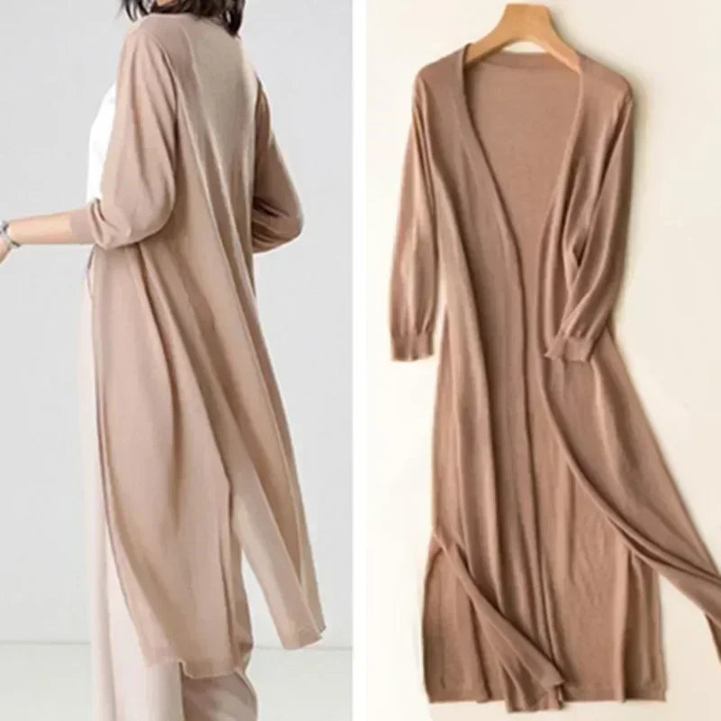 Strickjacke Mit Offener Vorderseite Für Damen | Lang