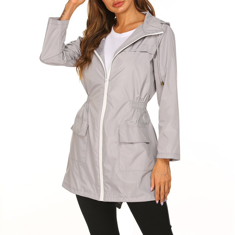 Lässige Regenjacke Mit Kapuze Für Frauen | Lang