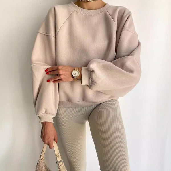 Raglan-sweatshirt Mit Rundhalsausschnitt Für Damen | Locker Geschnittenes Design