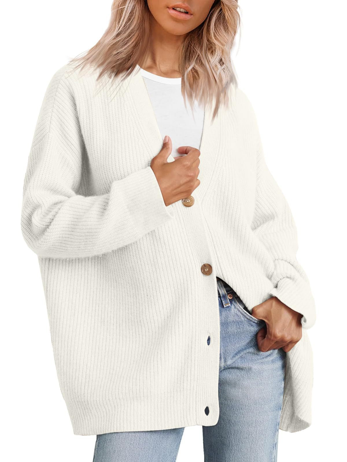 Lässiger Oversize-Cardigan Mit Knöpfen Für Damen | Winter