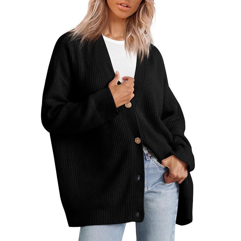 Lässiger Oversize-Cardigan Mit Knöpfen Für Damen | Winter
