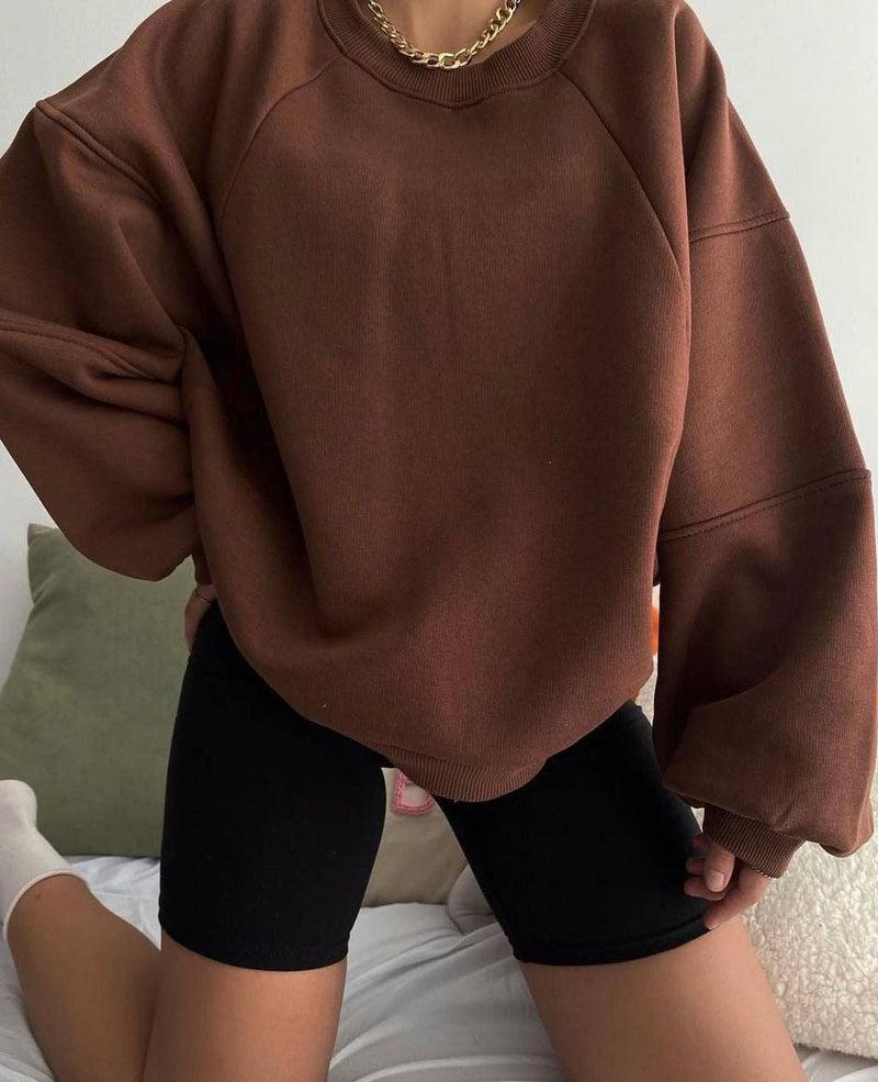 Raglan-sweatshirt Mit Rundhalsausschnitt Für Damen | Locker Geschnittenes Design