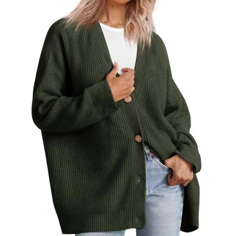 Lässiger Oversize-Cardigan Mit Knöpfen Für Damen | V-Ausschnitt
