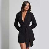 Blazerkleid Mit Gürtel Für Damen | Lange Ärmel