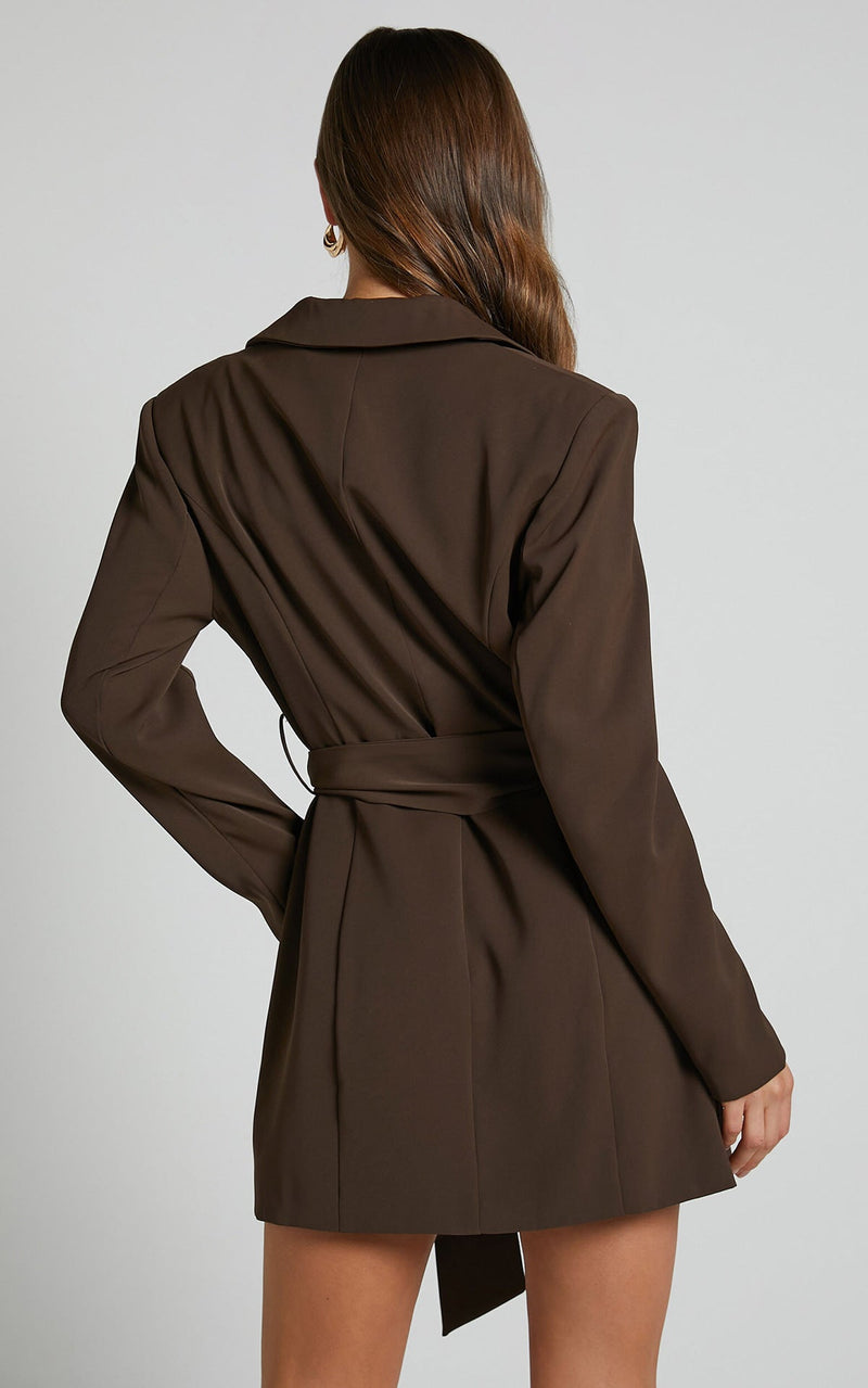 Blazerkleid Mit Gürtel Für Damen | Lange Ärmel