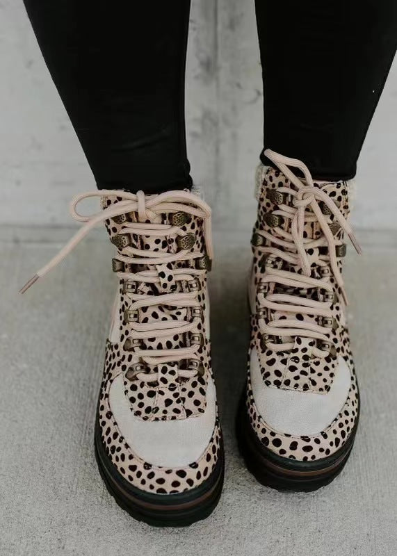 Damen Stiefeletten Mit Wildlederdetails | Leopardenmuster