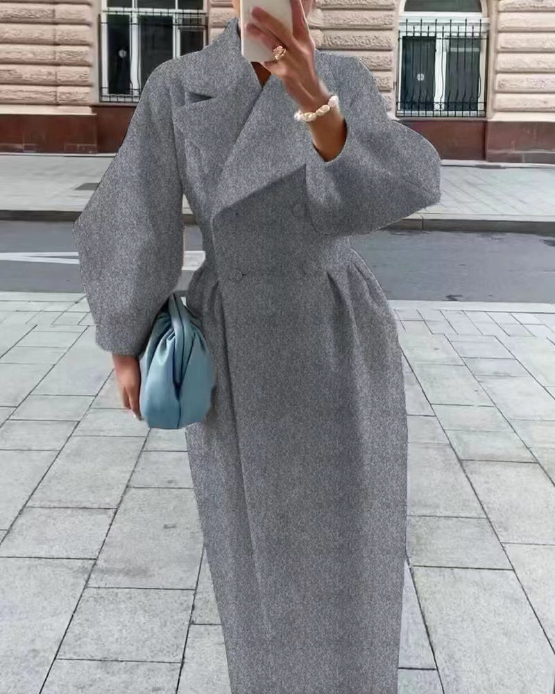 Stylischer Langer Trenchcoat Für Damen | Reverskragen