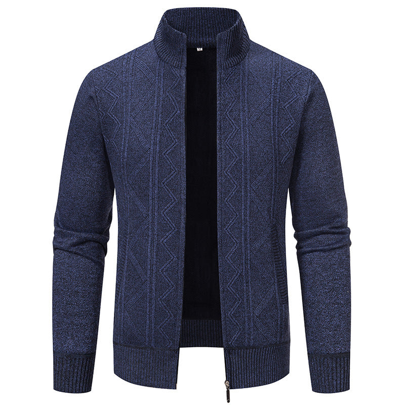 Gestreifte Strickjacke Mit Stehkragen | Lange Ärmel