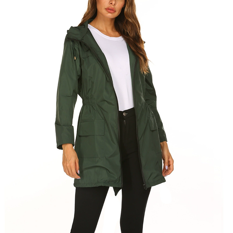 Lässige Regenjacke Mit Kapuze Für Frauen | Lang