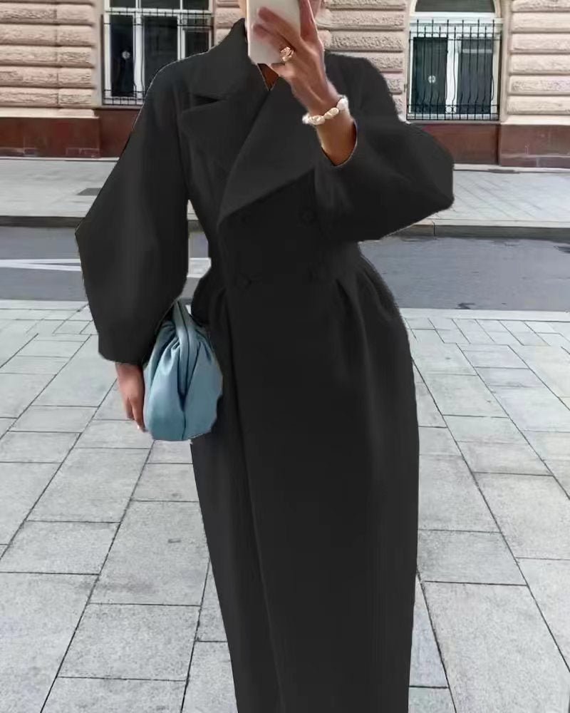 Stylischer Langer Trenchcoat Für Damen | Reverskragen