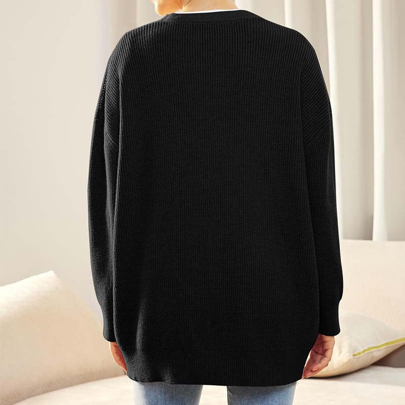 Lässiger Oversize-Cardigan Mit Knöpfen Für Damen | V-Ausschnitt