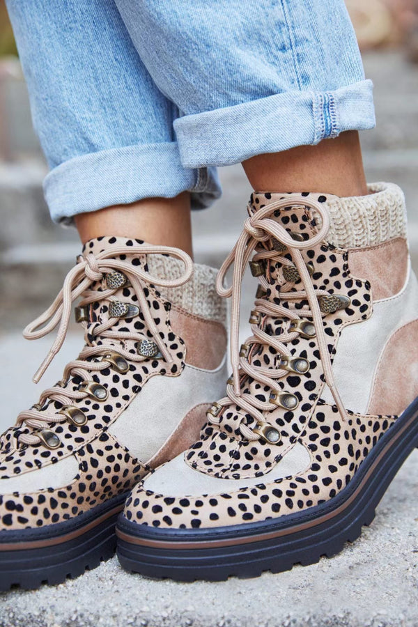 Damen Stiefeletten Mit Wildlederdetails | Leopardenmuster