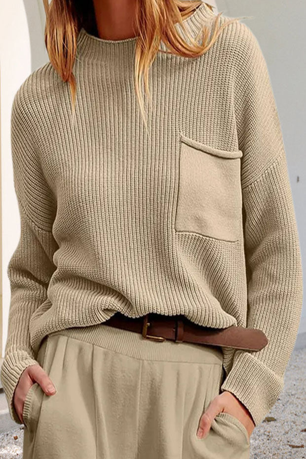 Strickpullover Mit Tasche Für Damen | Mit Langen Ärmeln
