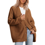 Gestreifte Cardigan Mit V-ausschnitt Für Frauen | Oversize