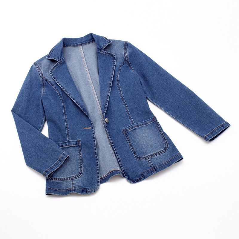 Langärmliger Jeansblazer Für Damen | Mit Taschen