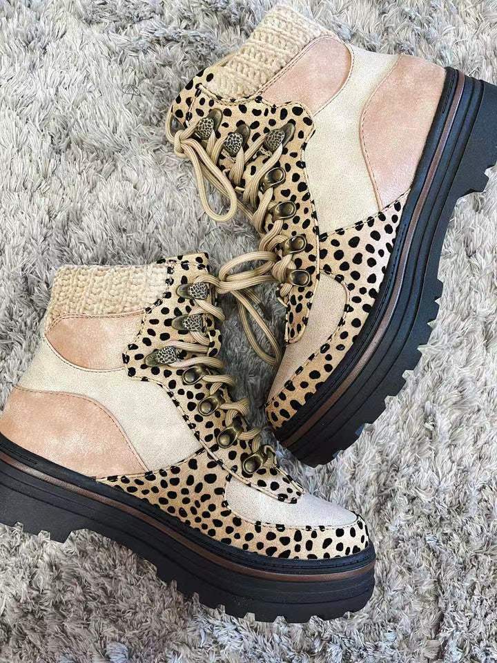Damen Stiefeletten Mit Wildlederdetails | Leopardenmuster