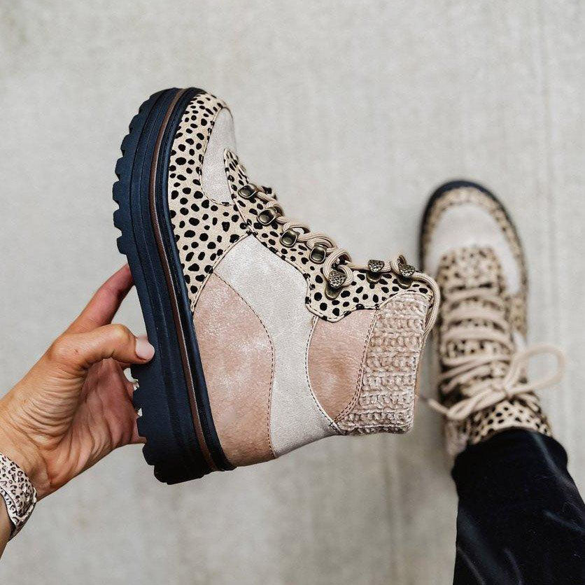 Damen Stiefeletten Mit Wildlederdetails | Leopardenmuster