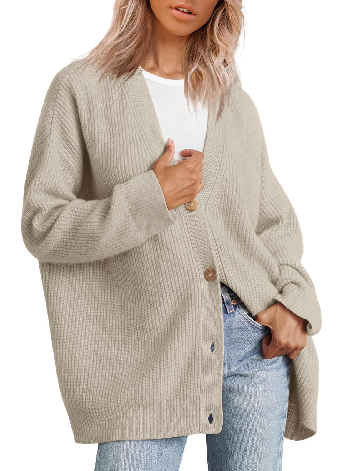 Lässiger Oversize-Cardigan Mit Knöpfen Für Damen | Winter