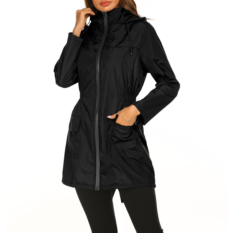 Lässige Regenjacke Mit Kapuze Für Frauen | Lang