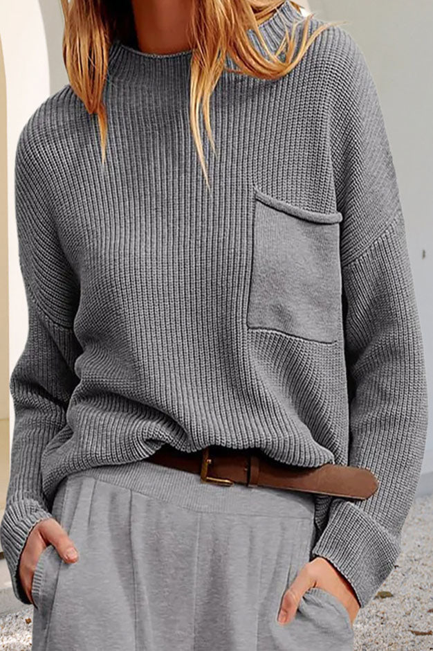 Strickpullover Mit Tasche Für Damen | Mit Langen Ärmeln
