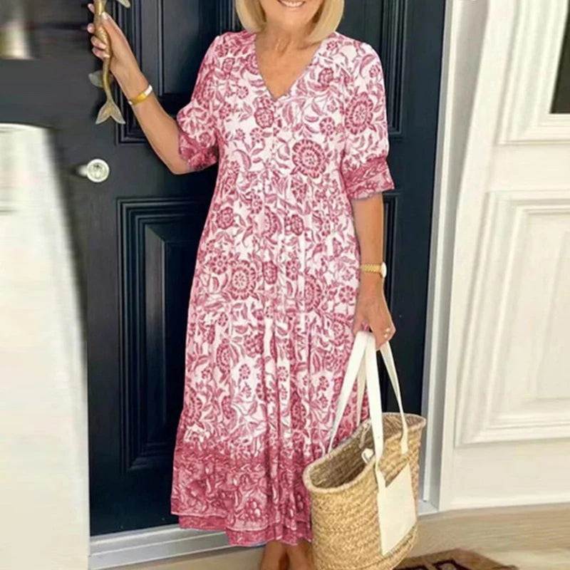Böhmisches Sommerkleid Mit V-ausschnitt Für Frauen | Maxi