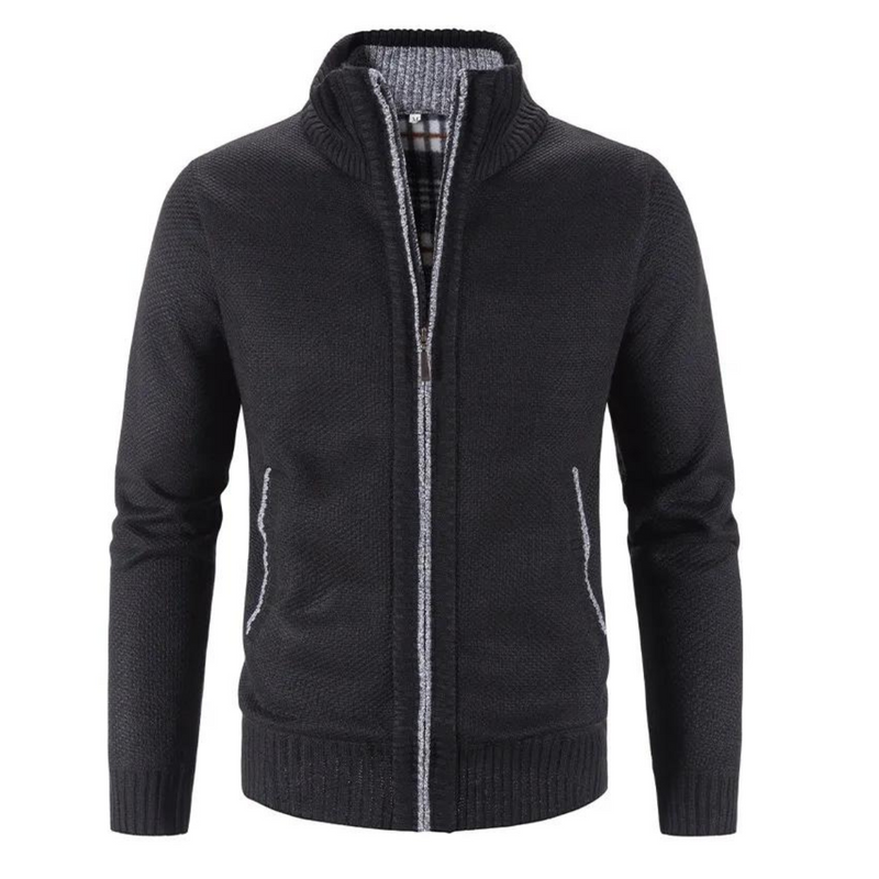 Klassische Strickjacke Mit Reißverschluss Für Herren | Stehkragen