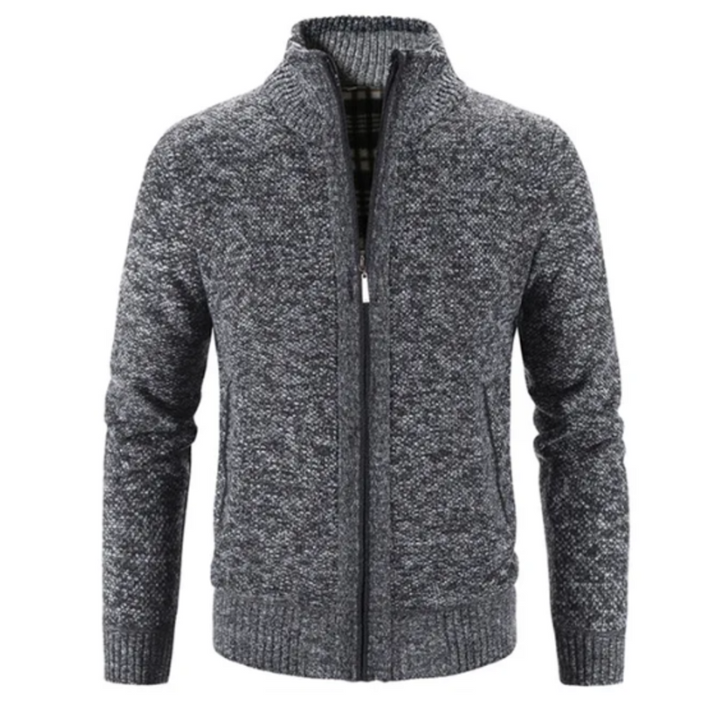 Klassische Strickjacke Mit Reißverschluss Für Herren | Stehkragen
