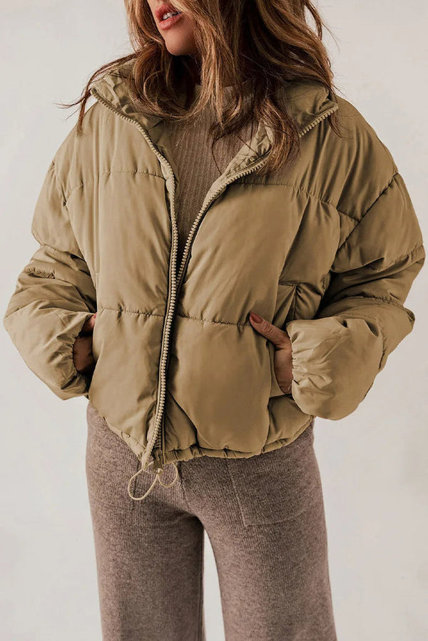 Damen Daunenjacke Mit Kapuze Und Tasche | Kurz