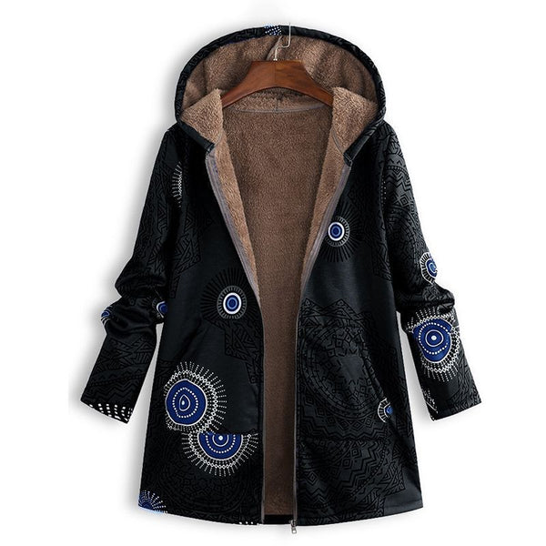 Gemusterte Damenjacke Mit Kapuze | Winter