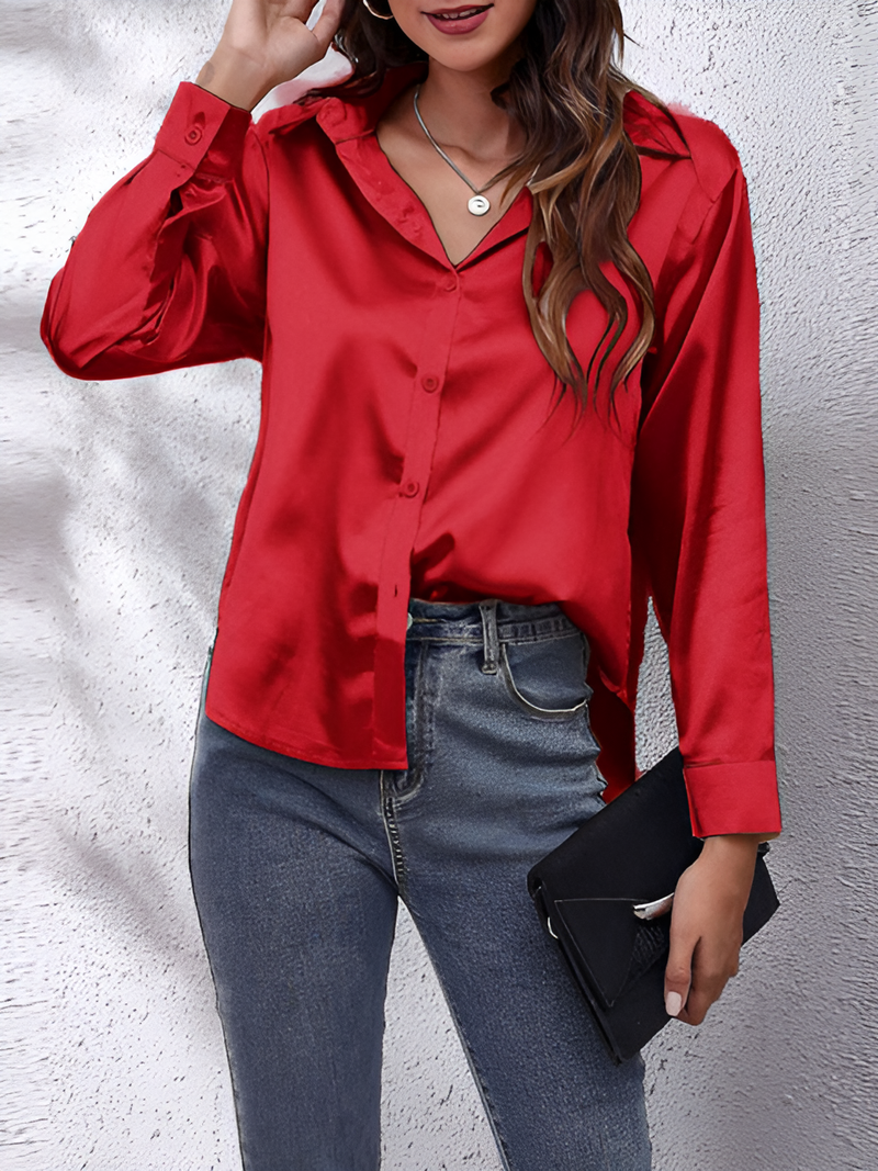 Paulina – Damen Elegante Satinbluse