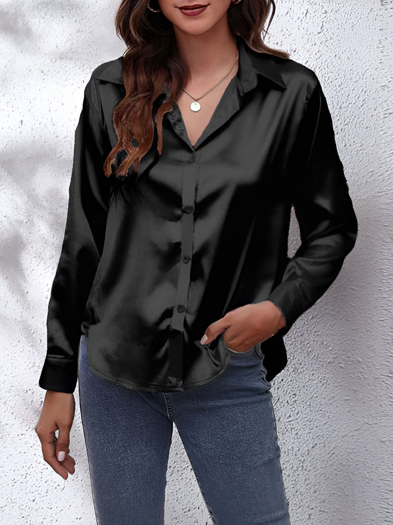 Paulina – Damen Elegante Satinbluse