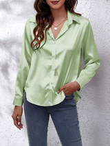 Paulina – Damen Elegante Satinbluse