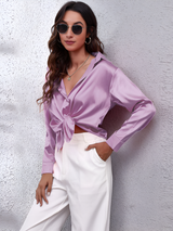 Paulina – Damen Elegante Satinbluse