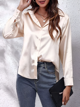 Paulina – Damen Elegante Satinbluse