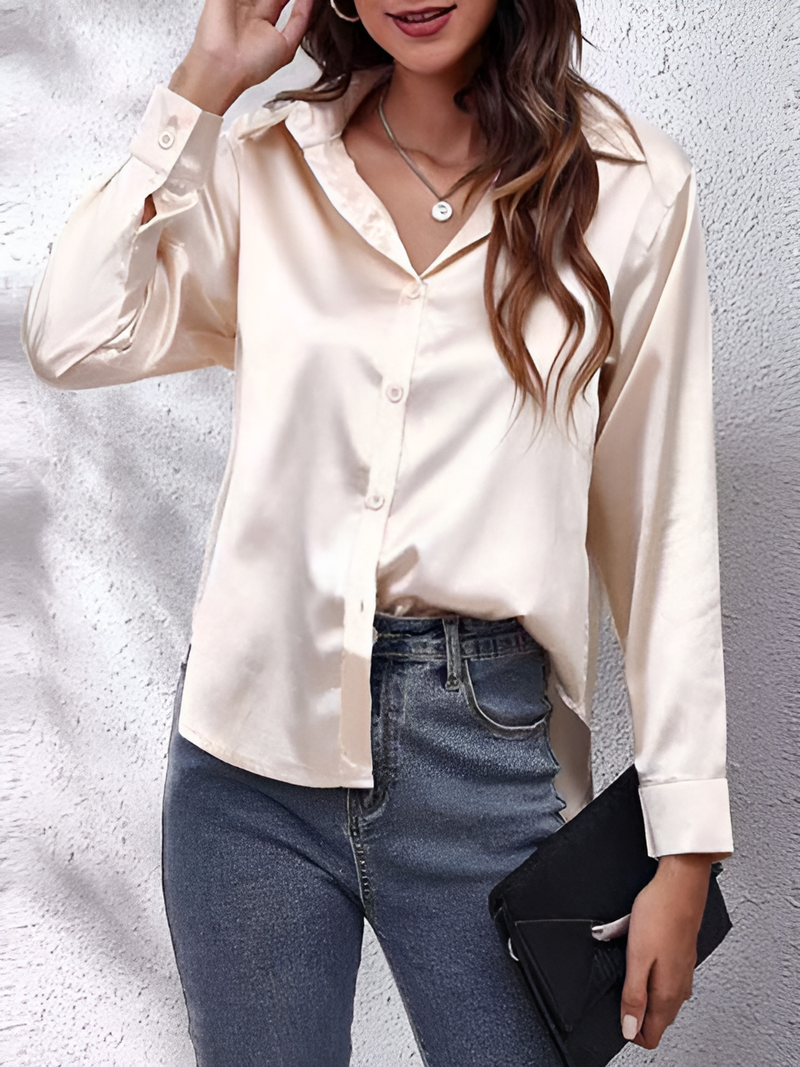 Paulina – Damen Elegante Satinbluse