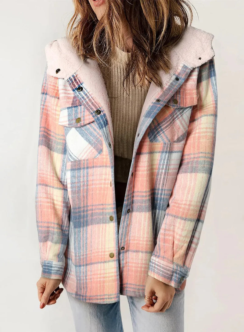 Sylvana - Bequeme Damen-Kapuzenjacke mit Karomuster