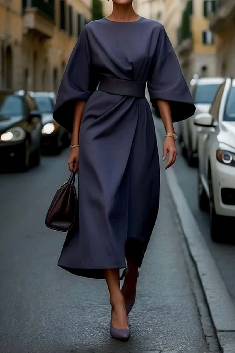Damen Midikleid Mit Laternenärmeln | Stilvoll