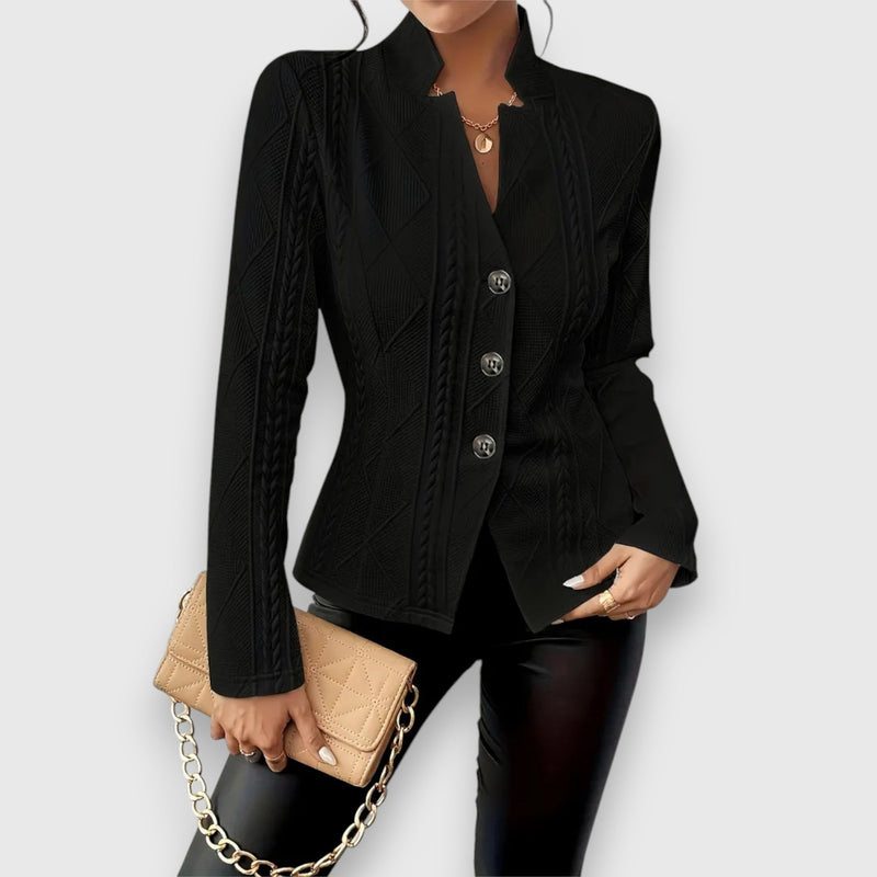 Langärmliger Strickblazer Für Damen | Button-Down