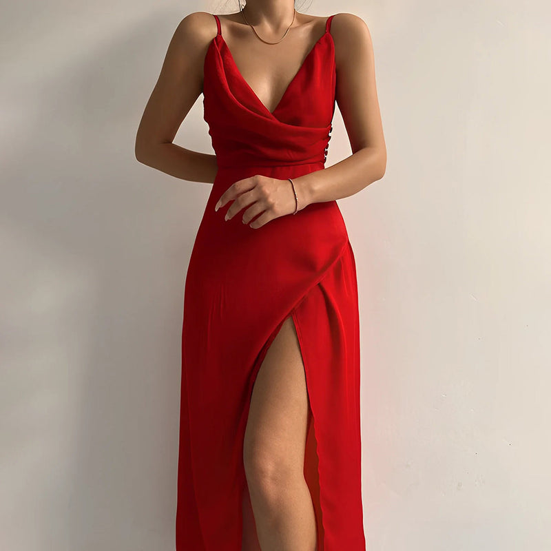 Damen Slim Abendkleid mit Schlitz