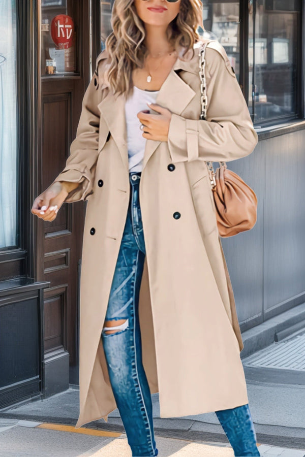 Klassischer Langer Trenchcoat Für Damen | Zweireihig